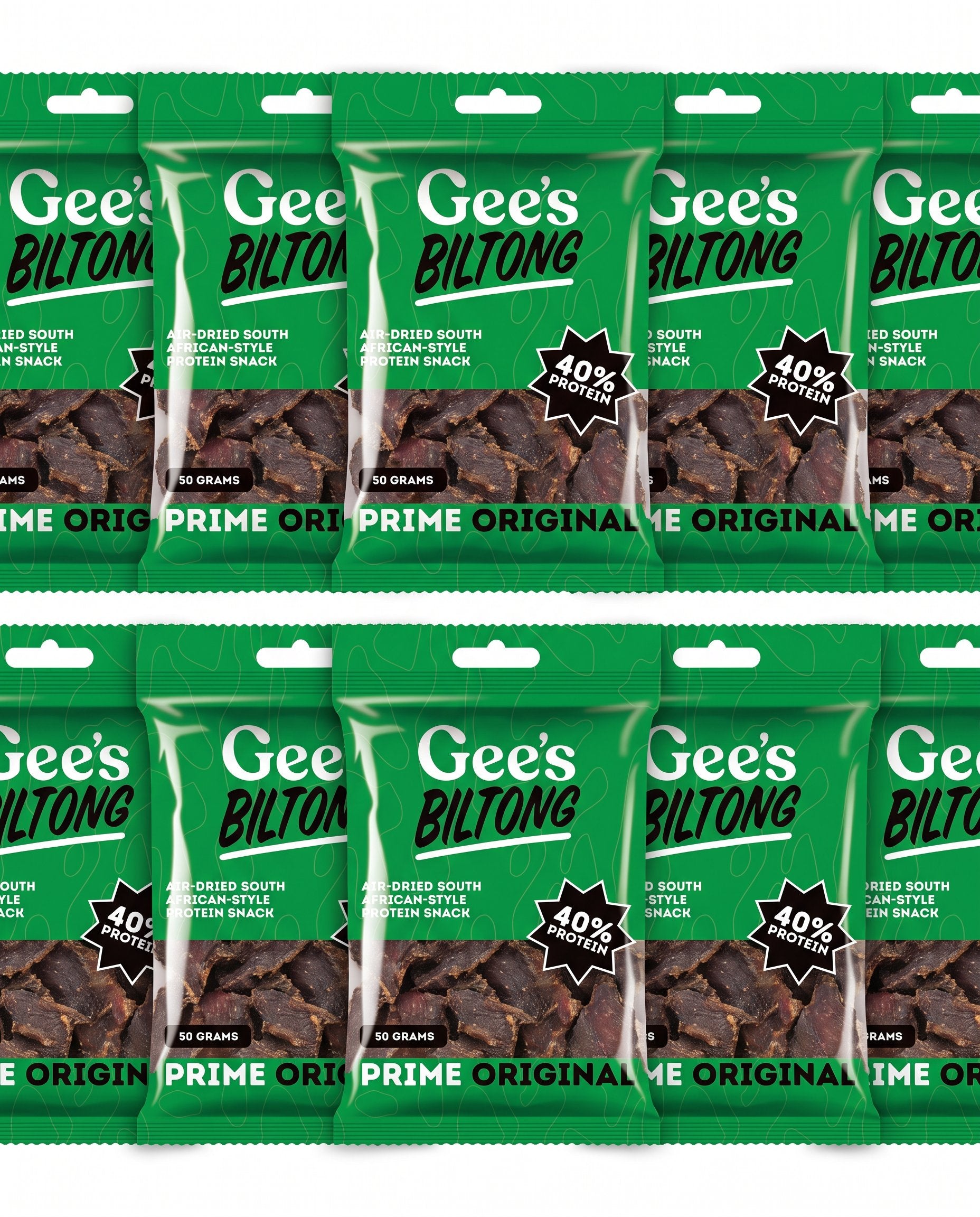 Original Biltong 10-Pack — 50g Bags